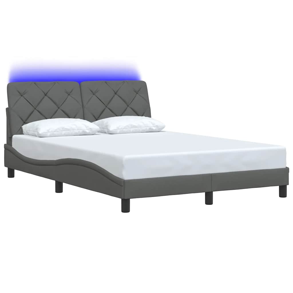 Sengeramme med LED uden madras 120x200 cm stof mørkegrå