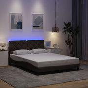 Sengeramme med LED uden madras 120x200 cm stof mørkebrun