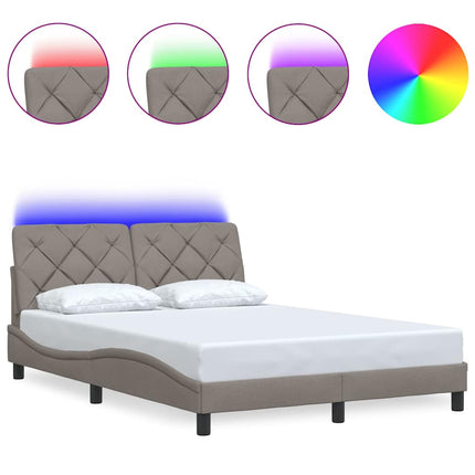 Sengeramme med LED uden madras 120x200 cm stof gråbrun