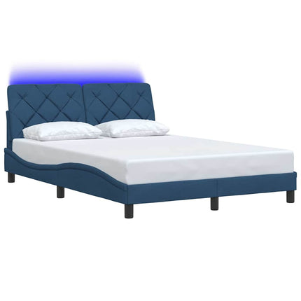 sengeramme med LED uden madras 120x200 cm stof blå