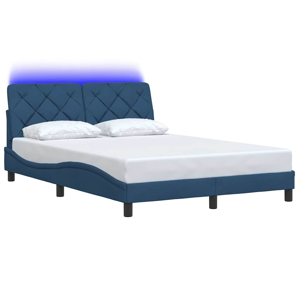 sengeramme med LED uden madras 120x200 cm stof blå