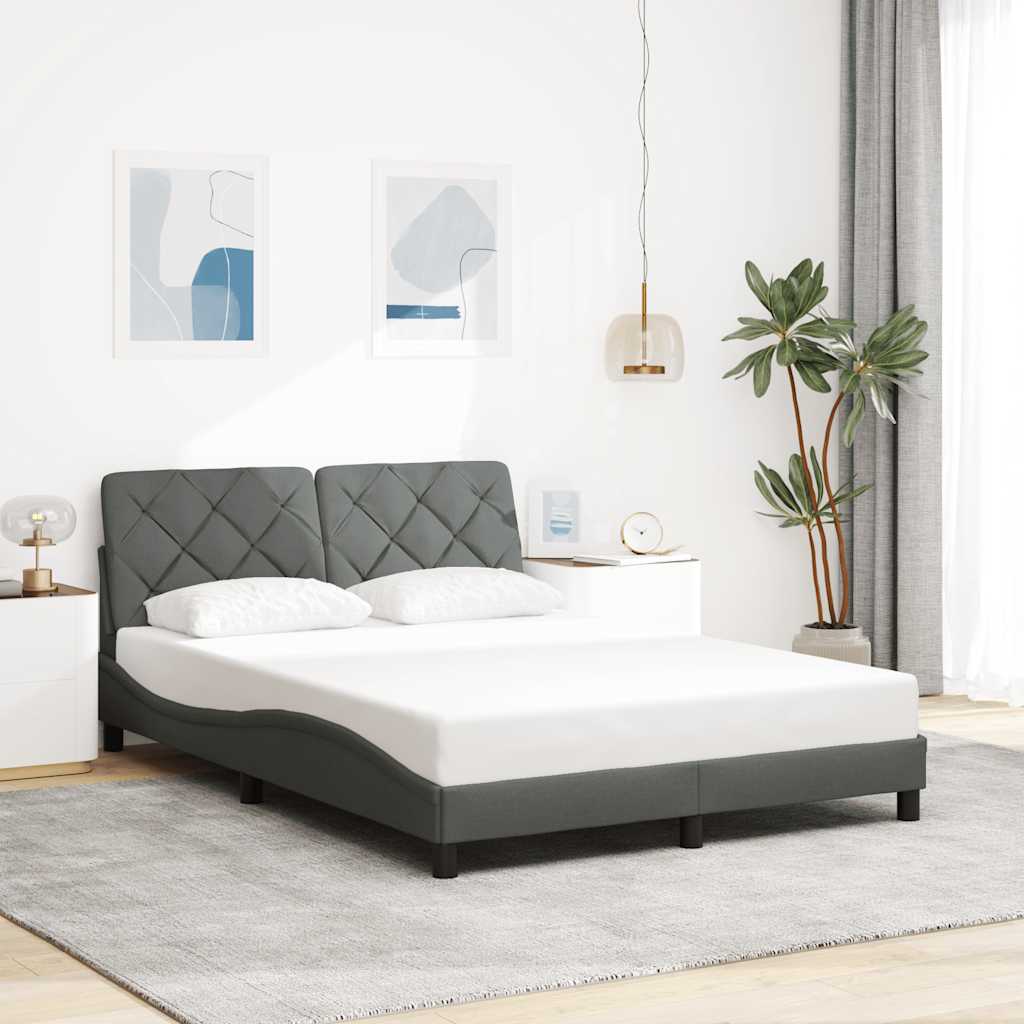 sengeramme med LED uden madras 140x190 cm stof mørkegrå