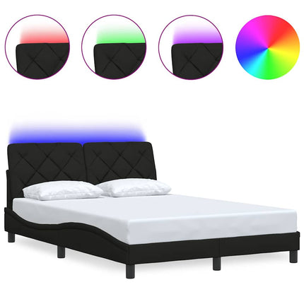 sengeramme med LED uden madras 140x190 cm stof sort