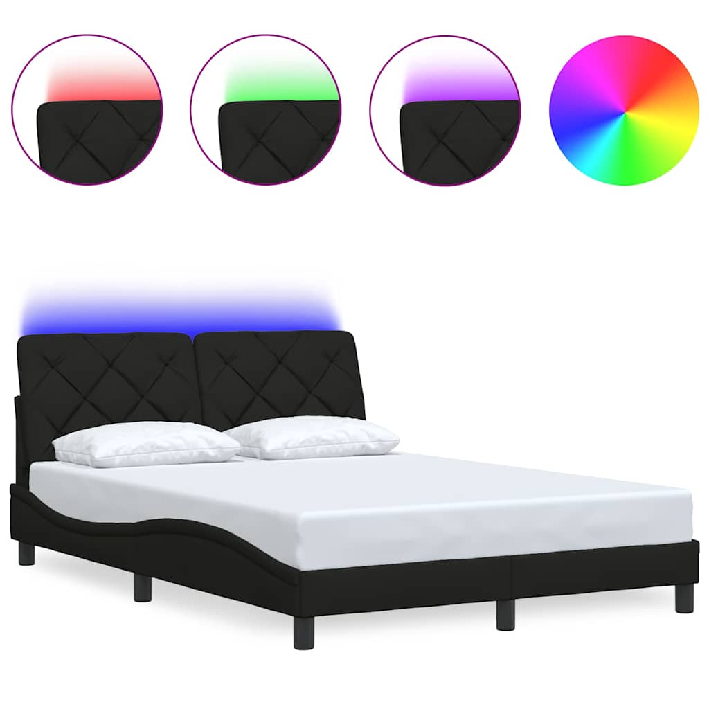 sengeramme med LED uden madras 140x190 cm stof sort