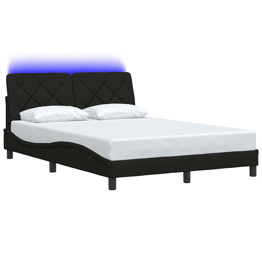 sengeramme med LED uden madras 140x190 cm stof sort