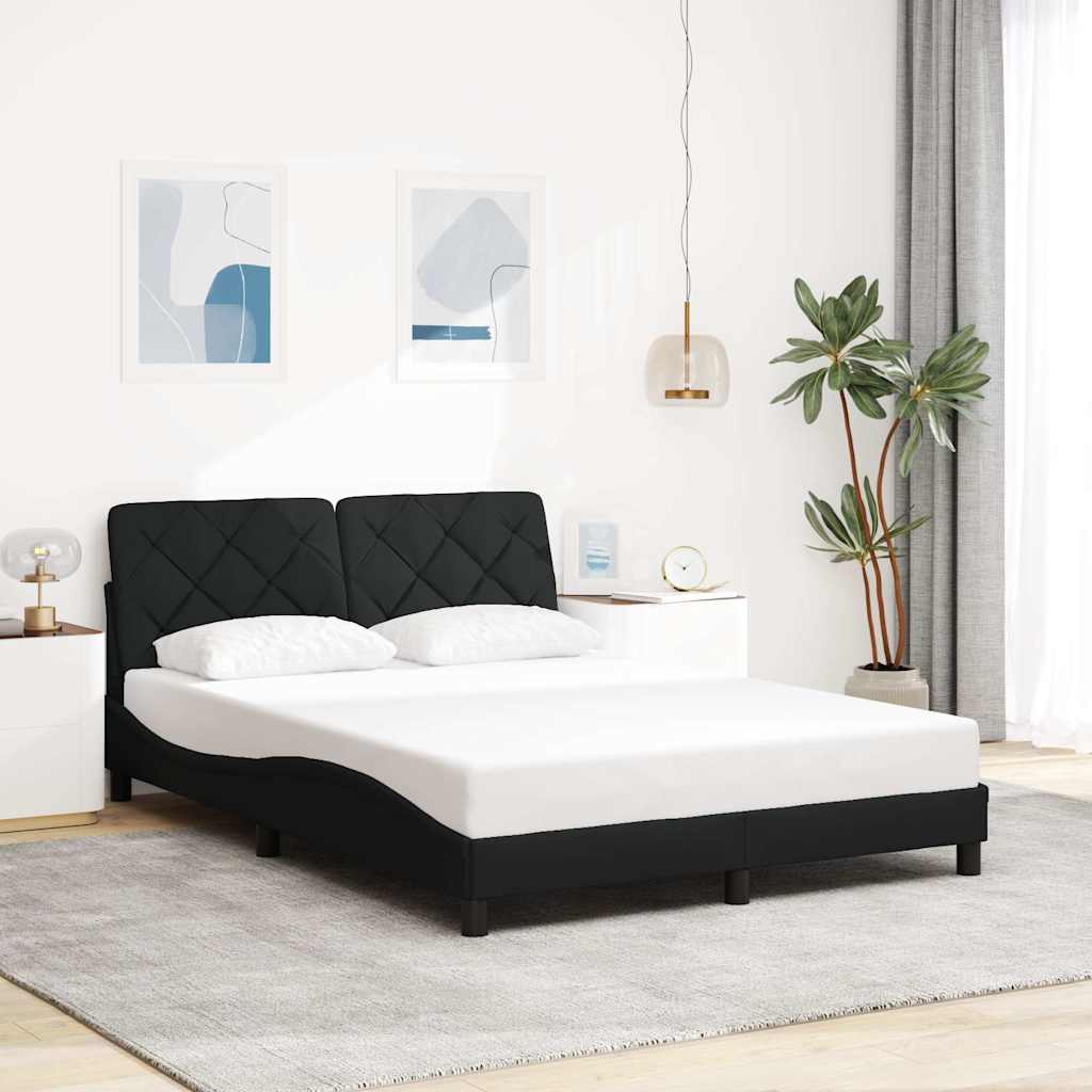 sengeramme med LED uden madras 140x190 cm stof sort