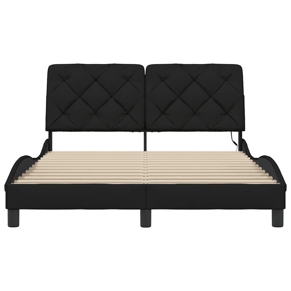 sengeramme med LED uden madras 140x190 cm stof sort