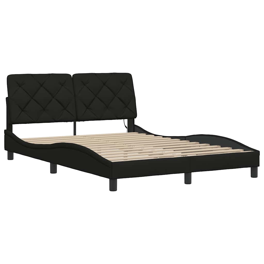 sengeramme med LED uden madras 140x190 cm stof sort