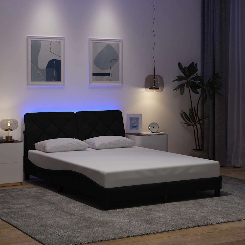sengeramme med LED uden madras 140x190 cm stof sort