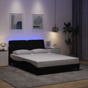 sengeramme med LED uden madras 140x190 cm stof sort