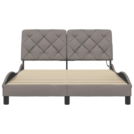 sengeramme med LED uden madras 140x190 cm stof gråbrun