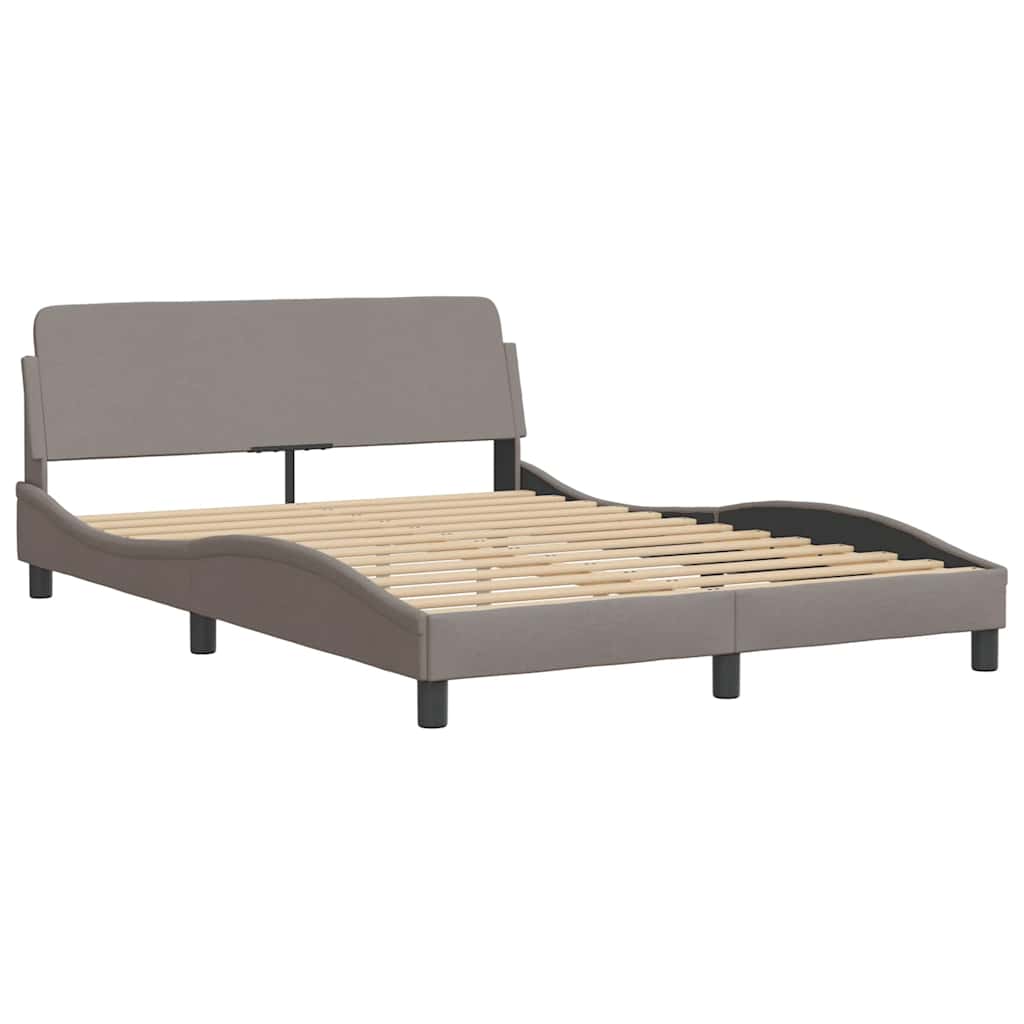 sengeramme med LED uden madras 140x190 cm stof gråbrun