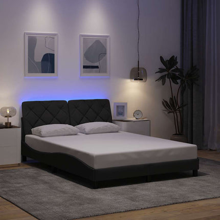 sengeramme med LED uden madras 140x200 cm stof mørkegrå
