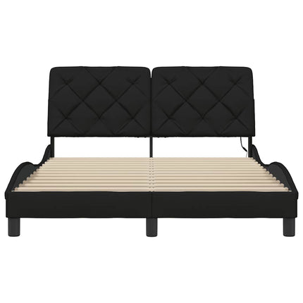sengeramme med LED uden madras 140x200 cm stof sort