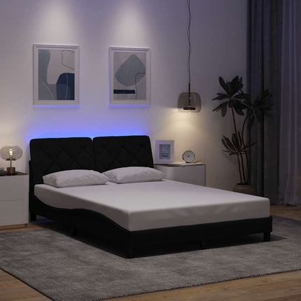 sengeramme med LED uden madras 140x200 cm stof sort