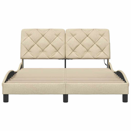 sengeramme med LED uden madras 140x200 cm stof cremefarvet