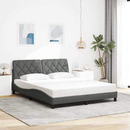 sengeramme med LED uden madras 160x200 cm stof mørkegrå
