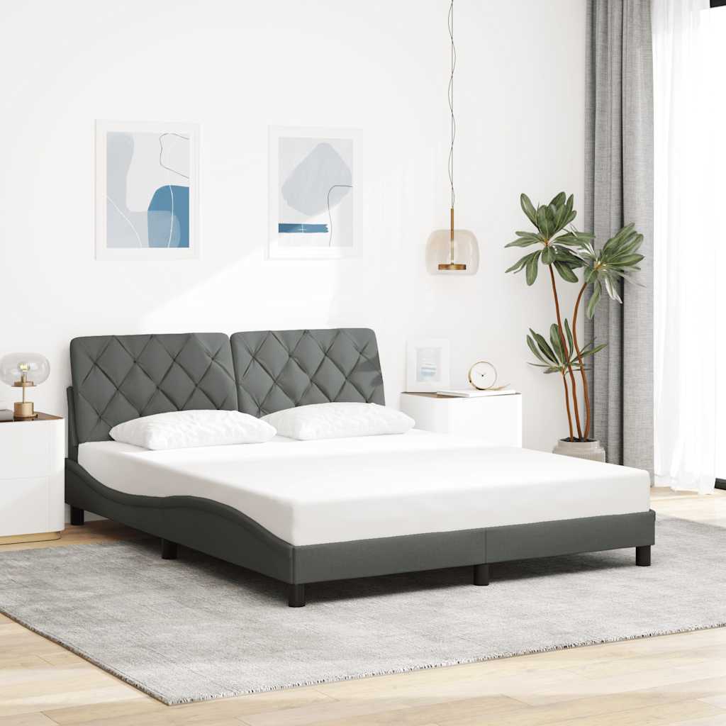 sengeramme med LED uden madras 160x200 cm stof mørkegrå