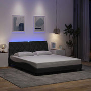 sengeramme med LED uden madras 160x200 cm stof mørkegrå