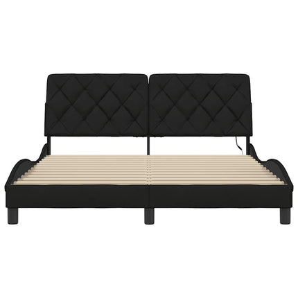 sengeramme med LED uden madras 160x200 cm stof sort