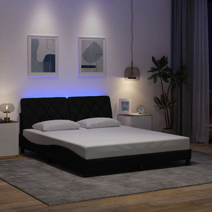 sengeramme med LED uden madras 160x200 cm stof sort
