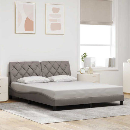 sengeramme med LED uden madras 160x200 cm stof gråbrun