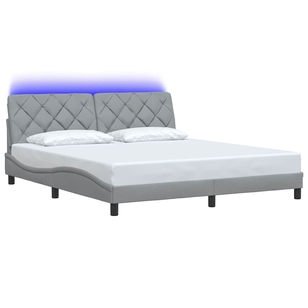 sengeramme med LED uden madras 180x200 cm stof grå
