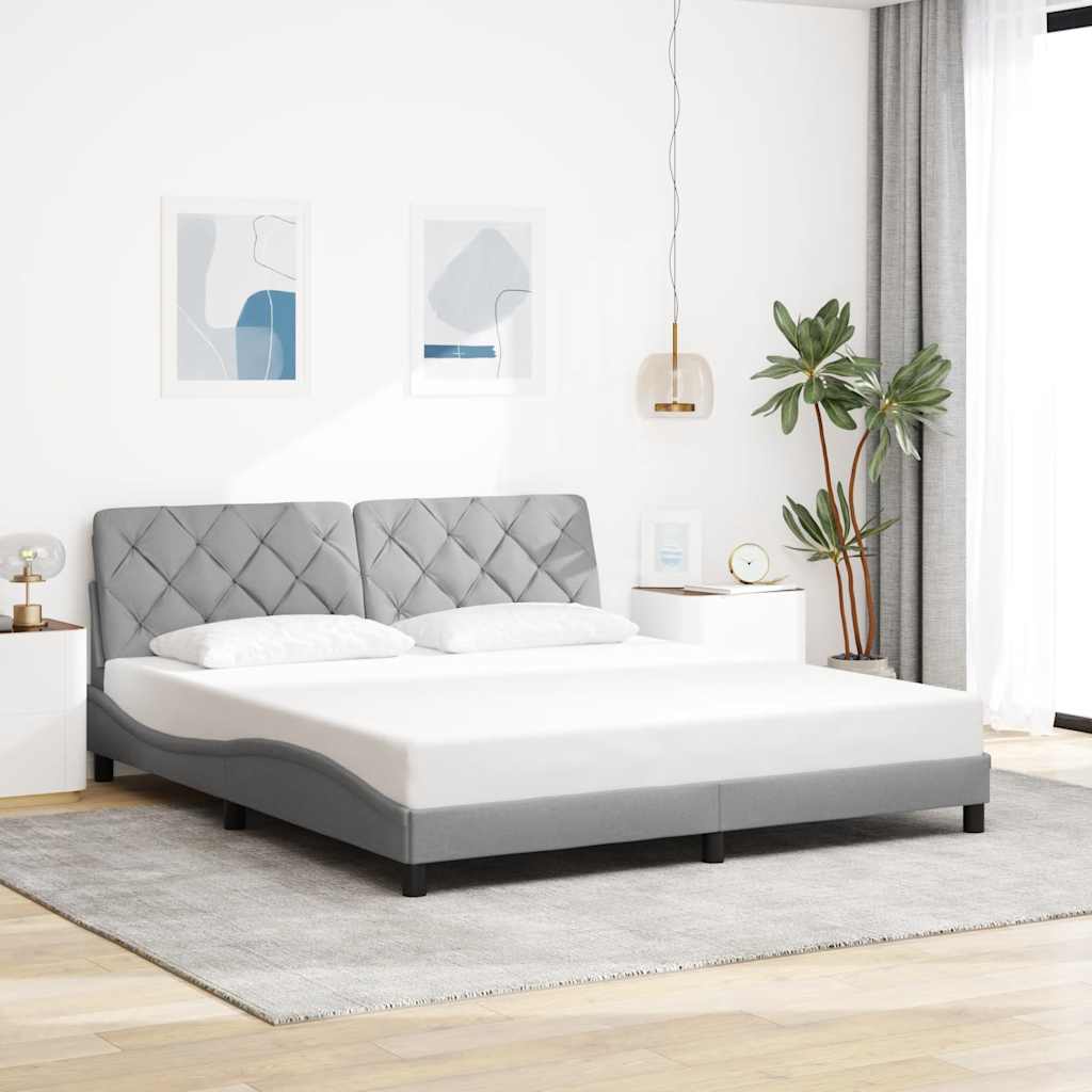 sengeramme med LED uden madras 180x200 cm stof grå