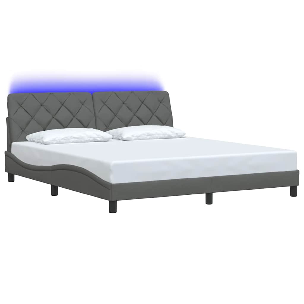 sengeramme med LED uden madras 180x200 cm stof mørkegrå