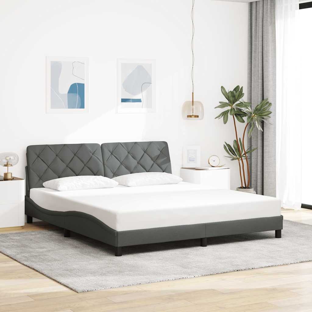 sengeramme med LED uden madras 180x200 cm stof mørkegrå