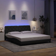 sengeramme med LED uden madras 180x200 cm stof mørkegrå