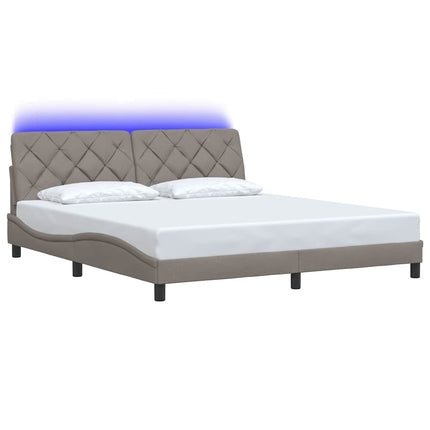 sengeramme med LED uden madras 180x200 cm stof gråbrun