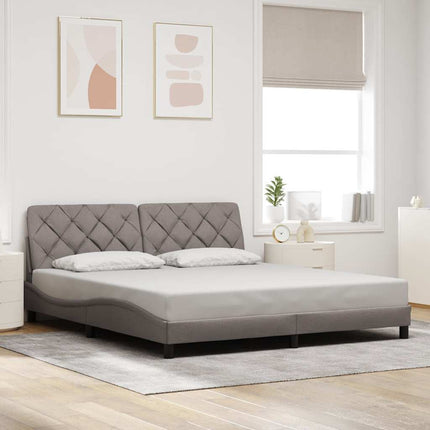 sengeramme med LED uden madras 180x200 cm stof gråbrun