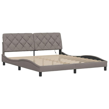 sengeramme med LED uden madras 180x200 cm stof gråbrun