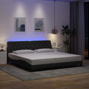 sengeramme med LED uden madras 200x200 cm stof mørkegrå