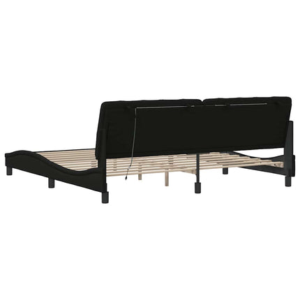 sengeramme med LED uden madras 200x200 cm stof sort