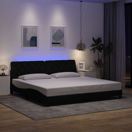 sengeramme med LED uden madras 200x200 cm stof sort