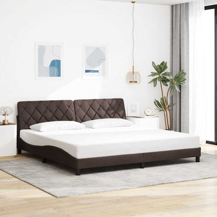 sengeramme med LED uden madras 200x200 cm stof mørkebrun