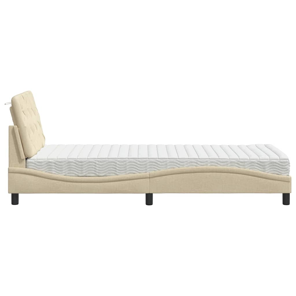 seng med madras 80x200 cm stof cremefarvet