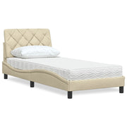 seng med madras 80x200 cm stof cremefarvet