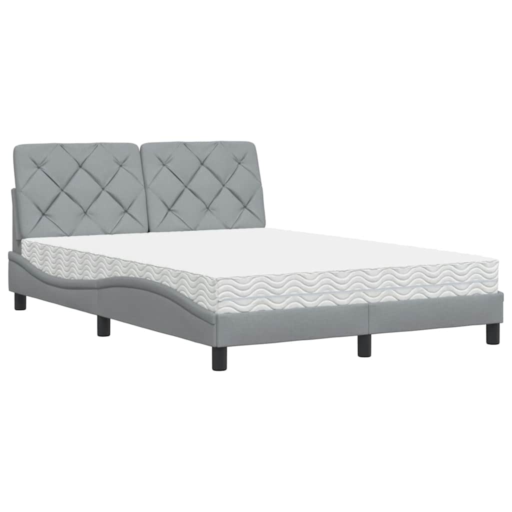 Seng med madras 140x190 cm stof lysegrå