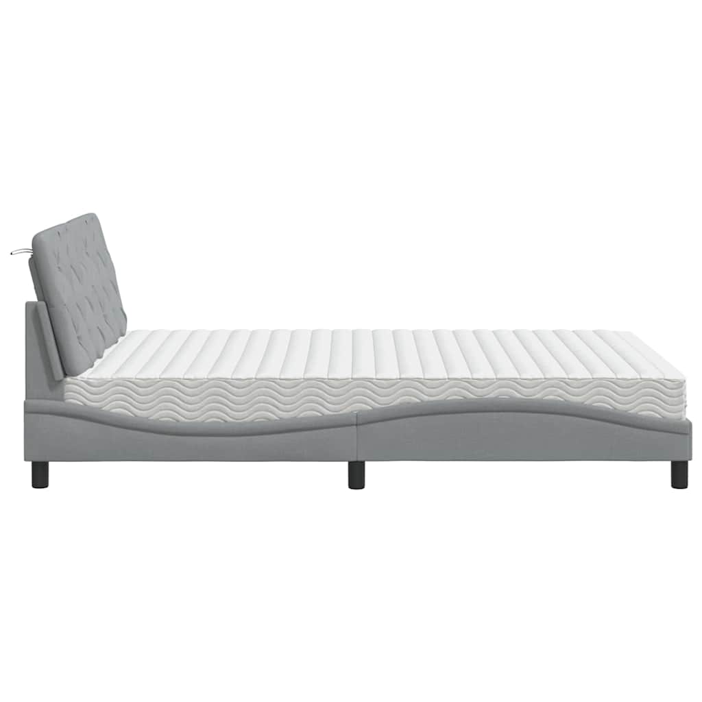 Seng med madras 140x190 cm stof lysegrå