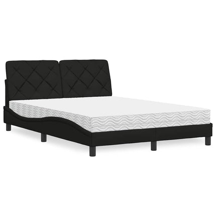 Seng med madras 140x190 cm stof sort