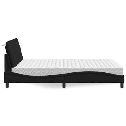 Seng med madras 140x190 cm stof sort