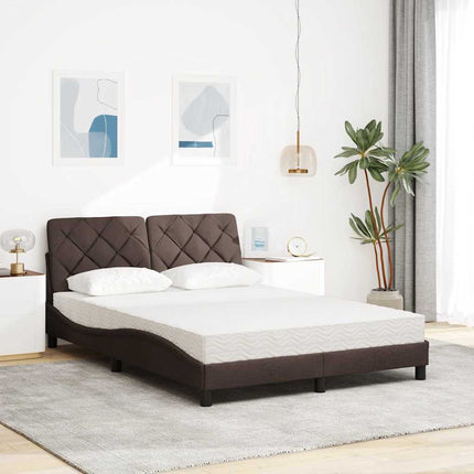 Seng med madras 140x200 cm stof mørkebrun