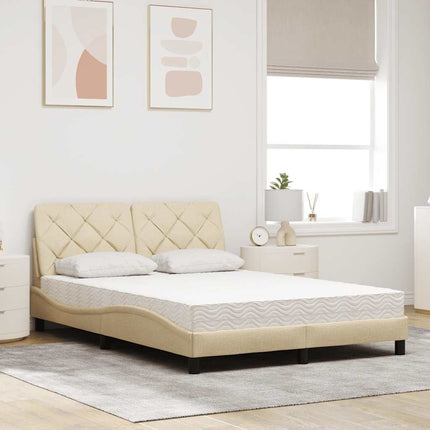 Seng med madras 140x200 cm stof cremefarvet