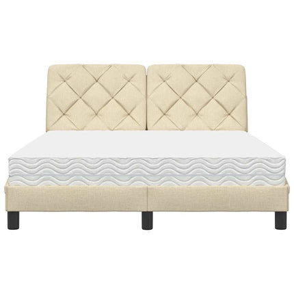 Seng med madras 140x200 cm stof cremefarvet