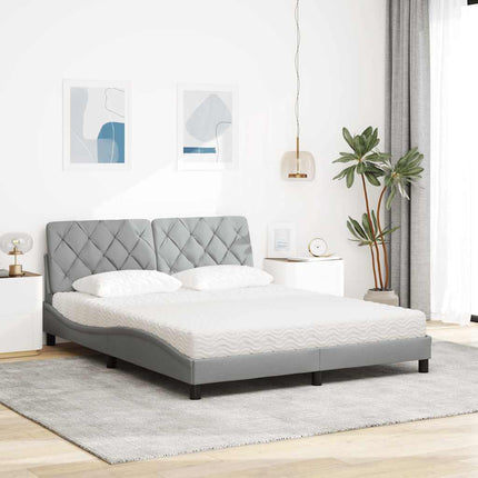 Seng med madras 160x200 cm stof lysegrå