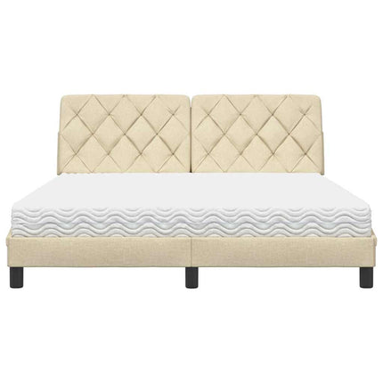 Seng med madras 160x200 cm stof cremefarvet
