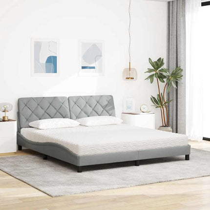 Seng med madras 180x200 cm stof lysegrå